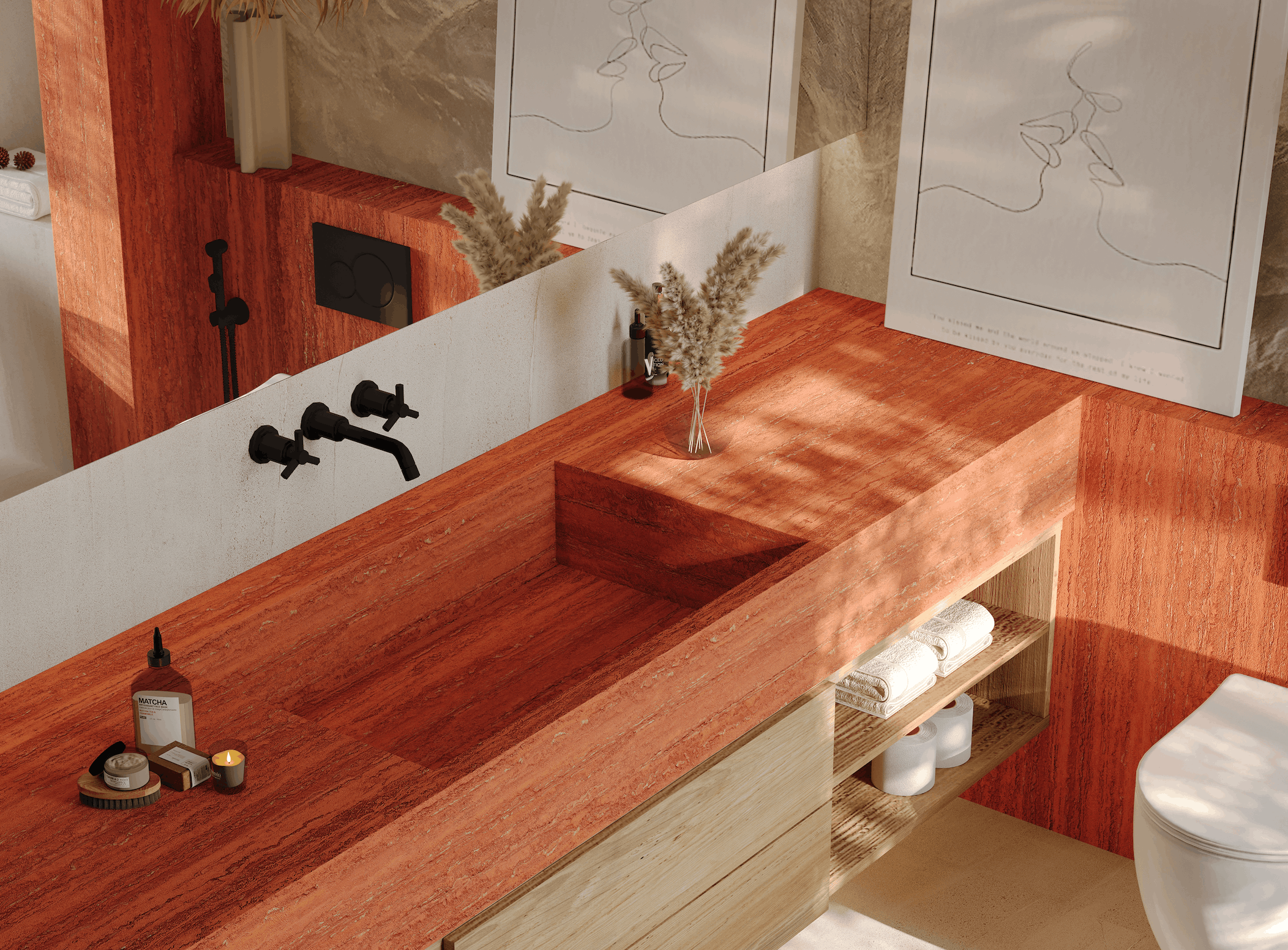 red travertine sintered stone